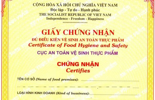 xin giấy chứng nhận vệ sinh an toàn thực phẩm